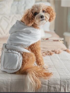 Harry Barker Spa Dog Robe White Hooded Bathrobe XS NWT